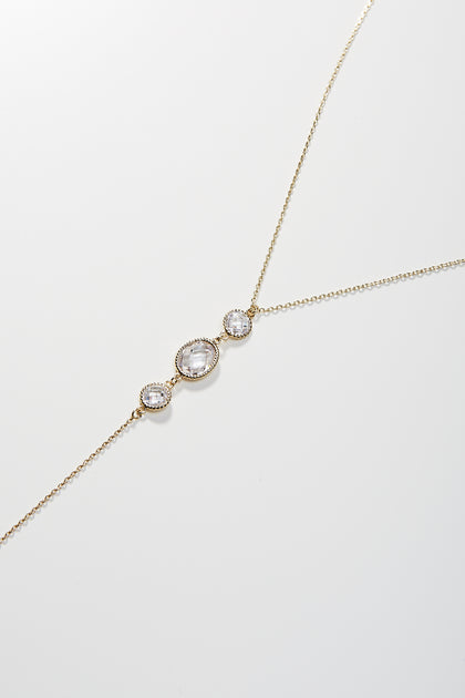 MIXED CIRCULAR BEZEL Y DROP NECKLACE